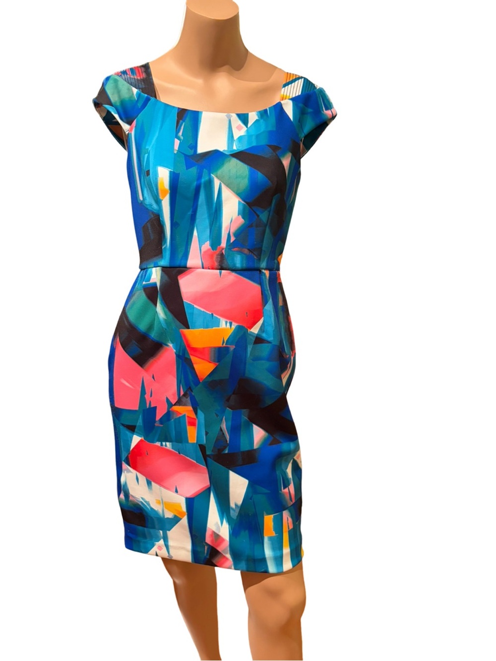 SAIPH Italian Boutique NWT Abstract Print Sheath Dress Multicoloured S/P